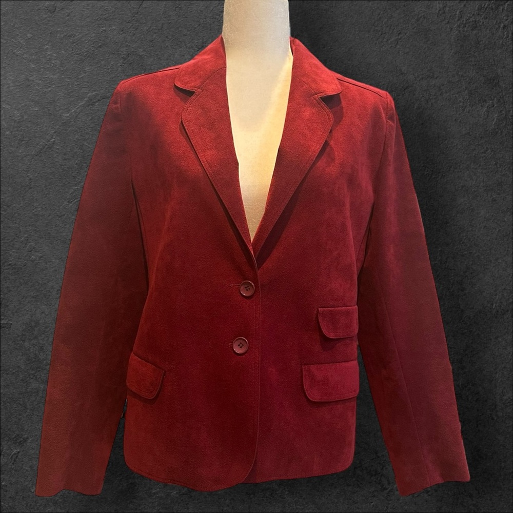 Vintage 1970s Red Suede Women’s Blazer,‎ Size 10